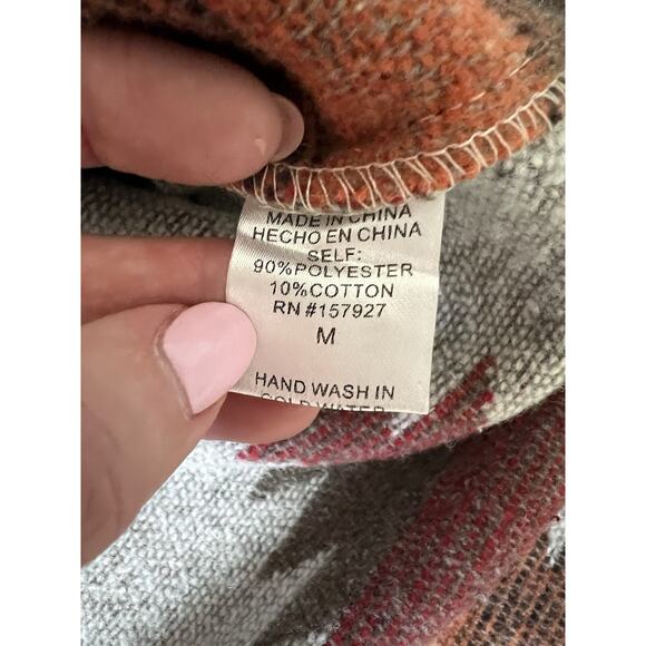 LA MIEL Women’s Aztec Southwestern Blanket Frayed Button Shacket Jacket Sz M - Picture 11 of 13